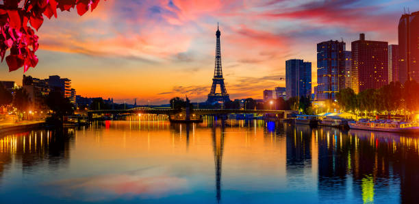 Eiffel Tower during sunset in Paris