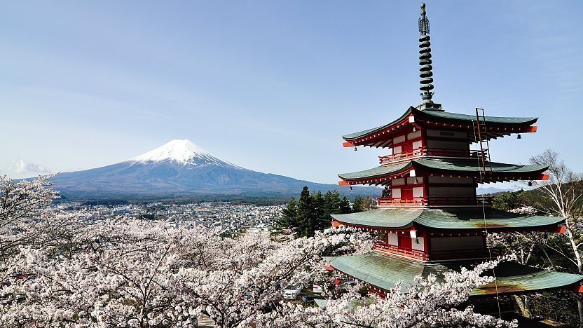Mount Fuji and Chureito Pagoda in Japan