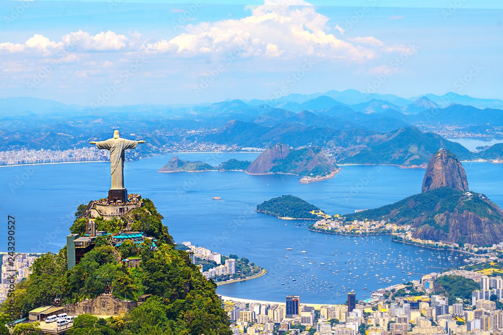 Rio de Janeiro with Christ the Redeemer and mountains