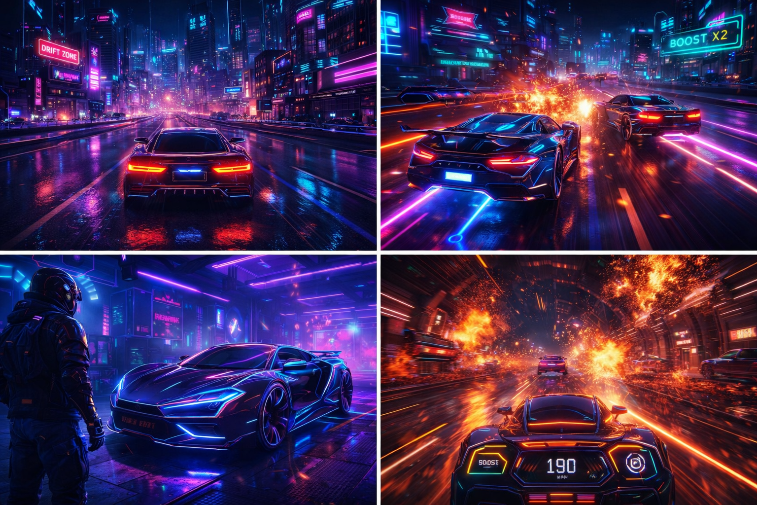 Neon Drift: Futuristic racing chaos in a neon-lit cityscape